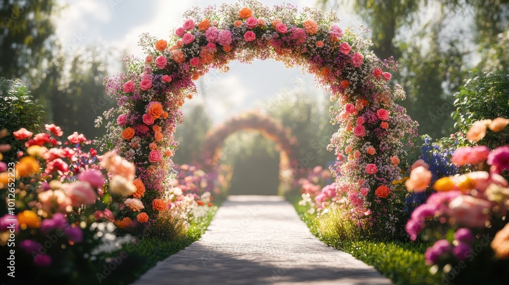 wedding arch with flowers in garden wedding arch with flowers in garden