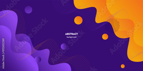 Orange purple geometric business banner design. Creative banner design with wave and line shape for template. Simple horizontal banner. Vector eps10
