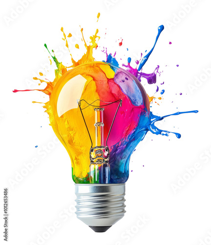 Colorful Splash Inside a Light Bulb for Creative Concept photo