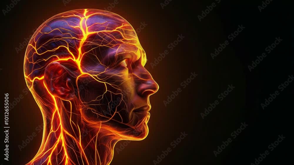 A stylized representation of a human head with glowing neural pathways and energy. A stylized representation of a human head with glowing neural pathways and energy.