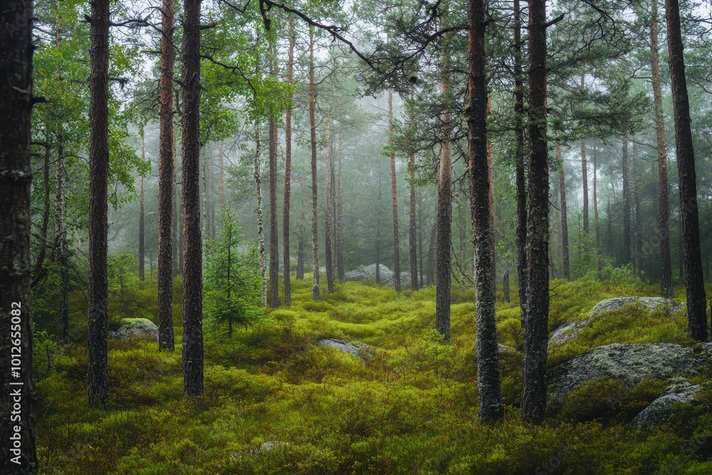 Gloomy Swedish forest reserve Gloomy Swedish forest reserve