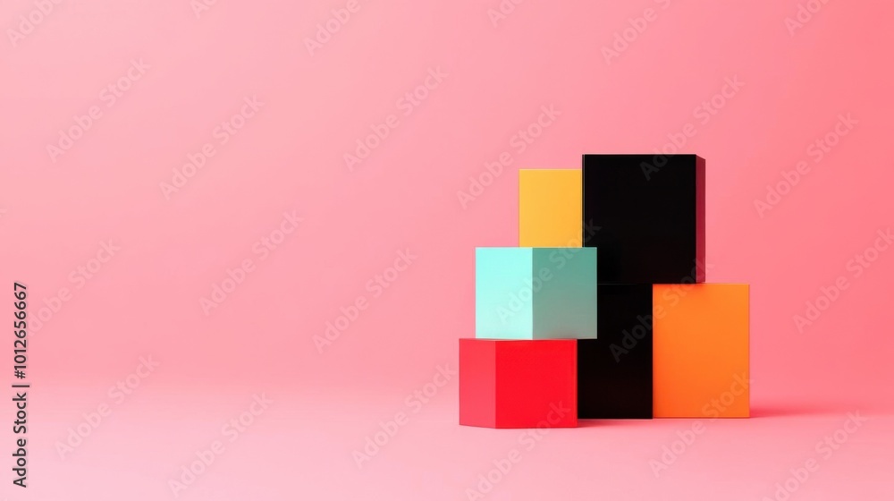 Geometric Christmas presents with perfectly aligned cubes Geometric Christmas presents with perfectly aligned cubes