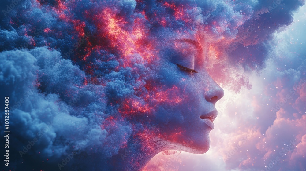 Generative AI illustration of annual collective mind concept art, exploding mind, inner world, dreams, emotions, imagination and creative mind Generative AI illustration of annual collective mind concept art, exploding mind, inner world, dreams, emotions, imagination and creative mind