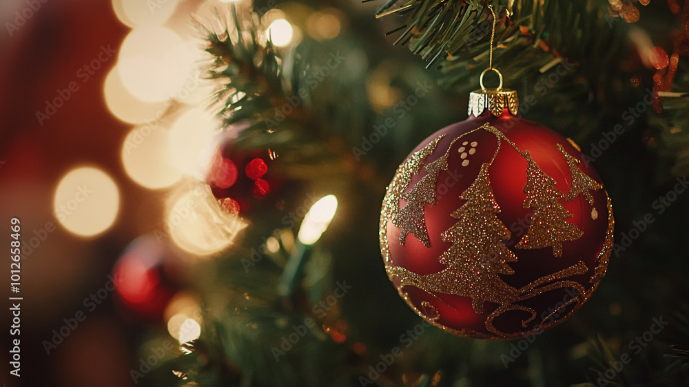 A detailed look at a beautifully decorated Christmas ornament hanging on the tree