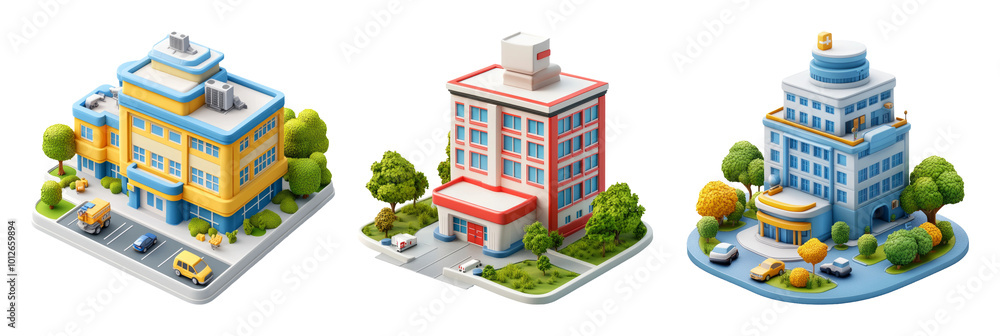Vibrant Urban Blocks Featuring Various Colorful Modern Buildings Vibrant Urban Blocks Featuring Various Colorful Modern Buildings