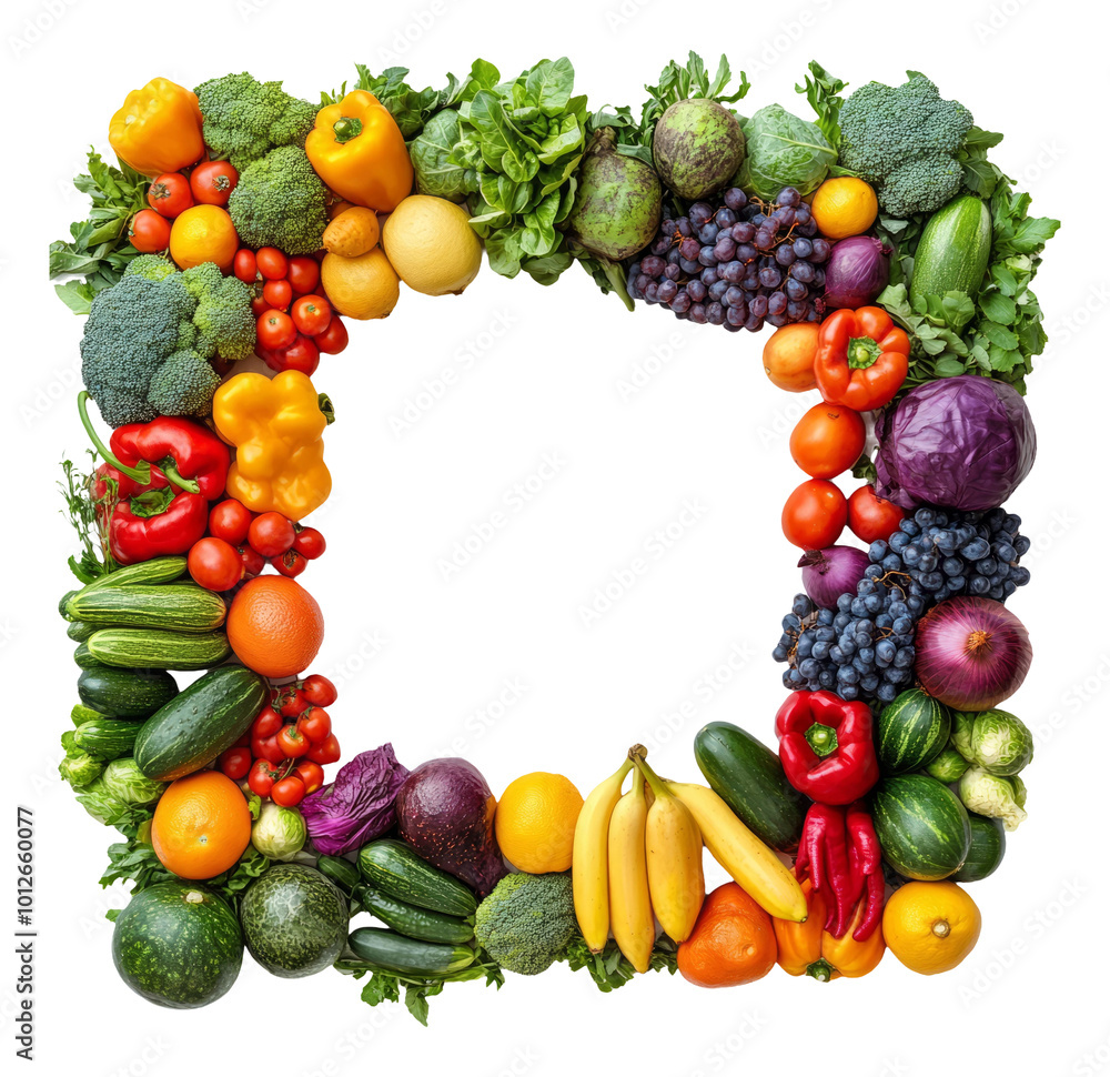Fresh Vegetables and Fruits in Vibrant Frame Design Fresh Vegetables and Fruits in Vibrant Frame Design