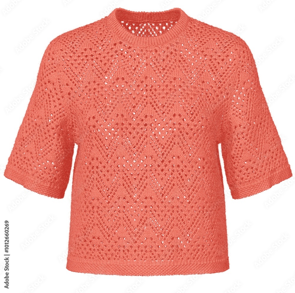 Fototapeta premium Knitted winter sweater with snowflake isolated on white background. 3d rendering. 3D