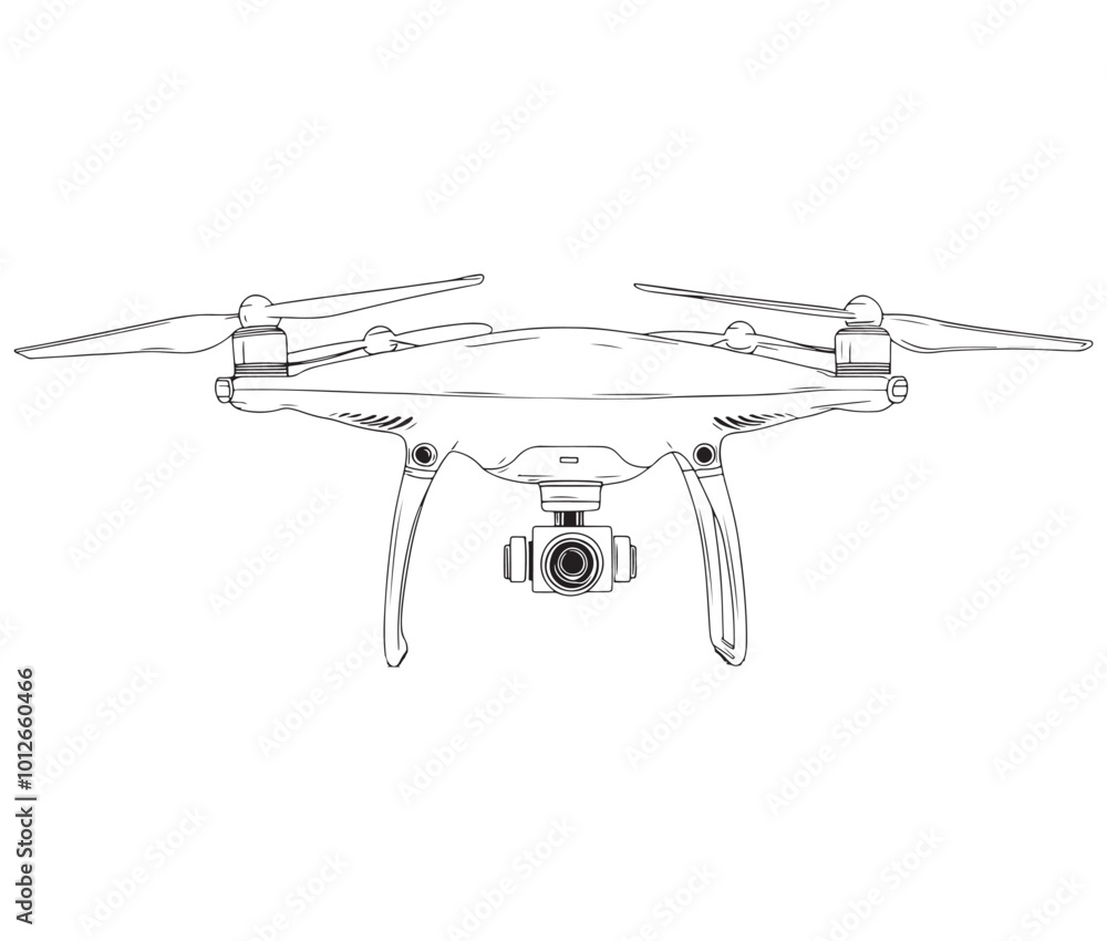 Drone line art icon, Drone camera, Outline flying drone vector Drone line art icon, Drone camera, Outline flying drone vector