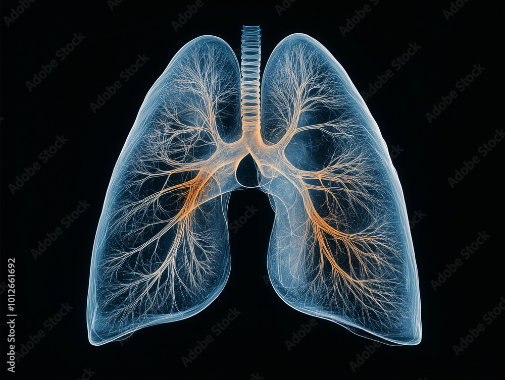 3d rendered illustration of an ray of a lung 3d rendered illustration of an ray of a lung
