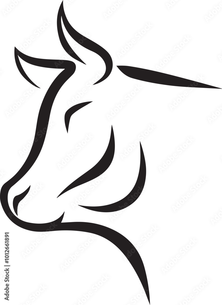 Minimalist Line Art Cow Head Design – Vector Silhouette Minimalist Line Art Cow Head Design – Vector Silhouette