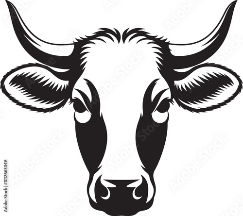 Symmetrical Cow Head Silhouette