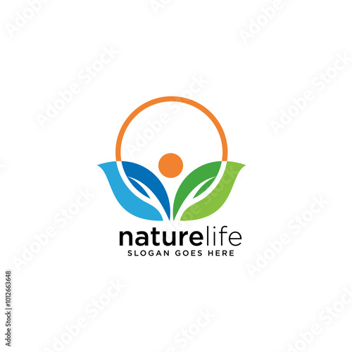 Nature Life Logo. Eco life logo, organic, nature, herb, energy, leaf, green, ecology, bio logo fully editable vector template.
