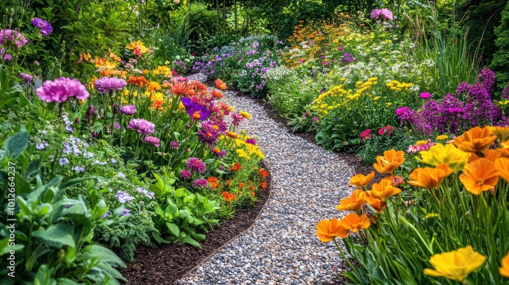 vibrant garden paths decorated with flowers vibrant garden paths decorated with flowers