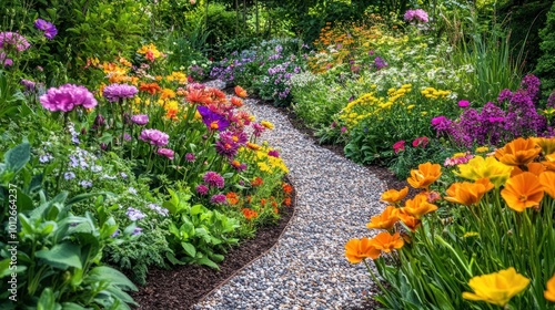 vibrant garden paths decorated with flowers