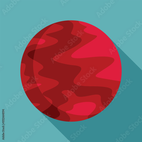 Minimalist illustration featuring a red planet rotating against a blue background, evoking themes of space exploration and the search for extraterrestrial life