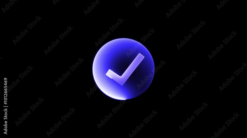 Tick mark icon neon sign. check mark icon animation Tick mark icon neon sign. check mark icon animation