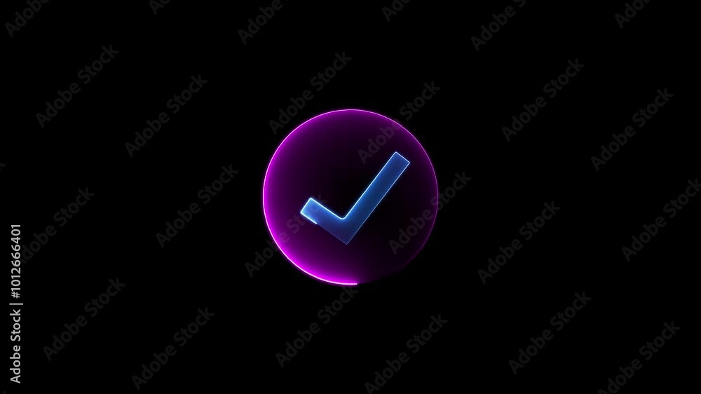 Tick mark icon neon sign. check mark icon animation Tick mark icon neon sign. check mark icon animation