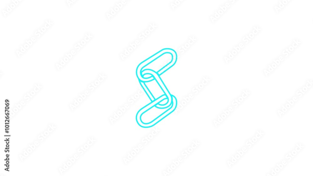 Abstract neon hyperlink icon animation. Neon line shackle. Abstract neon hyperlink icon animation. Neon line shackle.