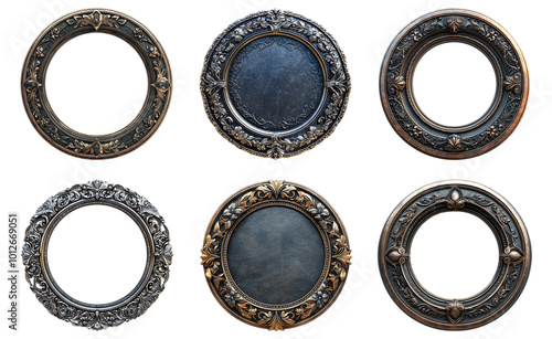 Wallpaper Mural Circular antique metal frames with intricate designs isolated on transparent background Torontodigital.ca