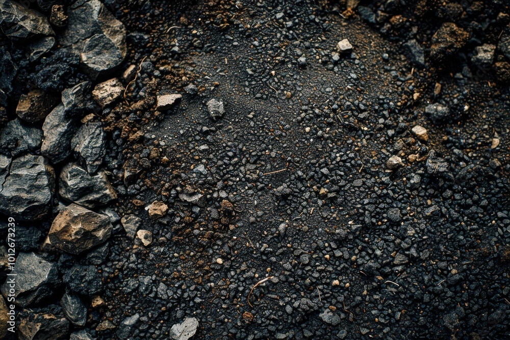 Macro view of soil and stones from above Background with text space Macro view of soil and stones from above Background with text space