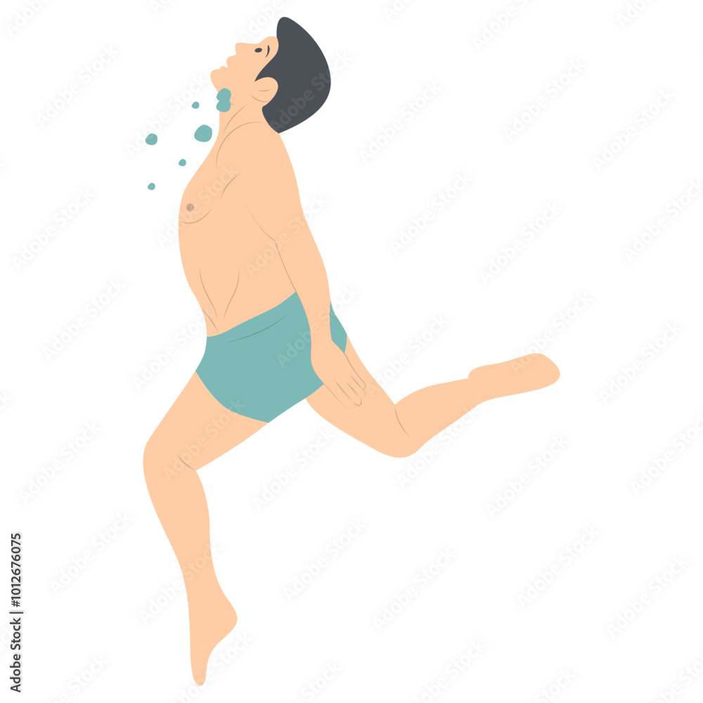 Swimming Person Cartoon Illustration on White Background. Vector Character Design. Swimming Person Cartoon Illustration on White Background. Vector Character Design.