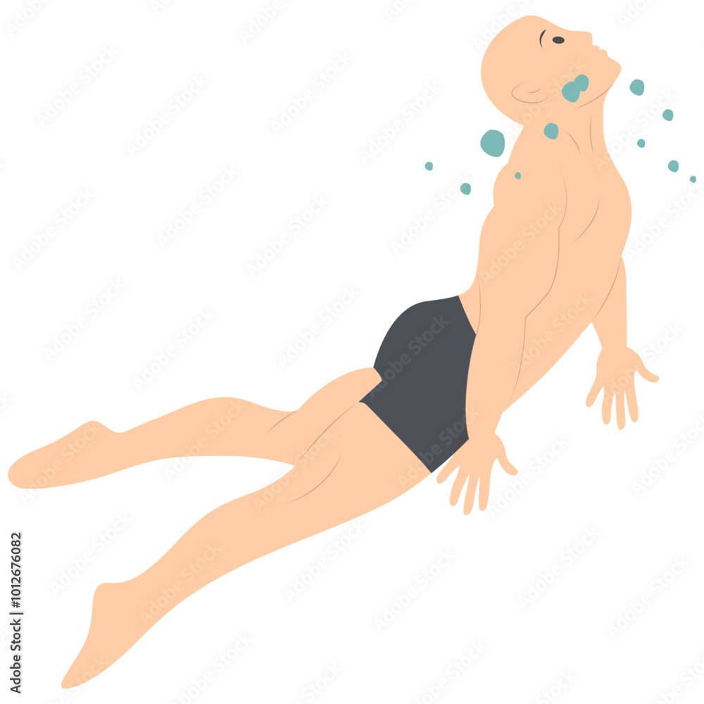 Swimming Person Cartoon Illustration on White Background. Vector Character Design. Swimming Person Cartoon Illustration on White Background. Vector Character Design.