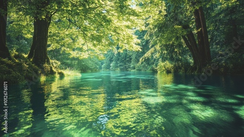 Serene River in a Lush Forest