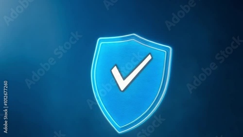 Wallpaper Mural Glowing Blue Shield with Checkmark: Representing Security, Protection, Safety, and Verification in a Digital World Torontodigital.ca