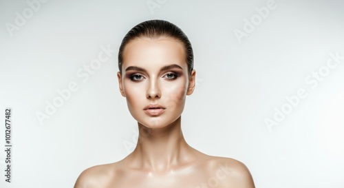 Elegant Portrait of a Woman With Perfect Skin and Makeup