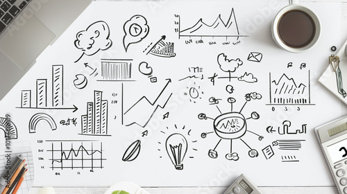 Business diagram and equipment  and graph.