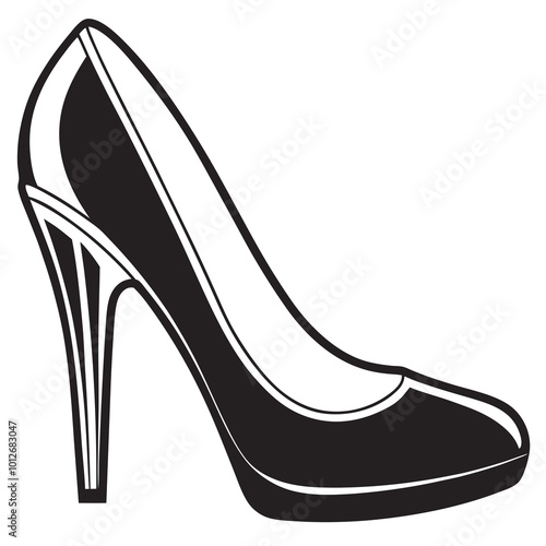 High heel line art silhouette vector illustration