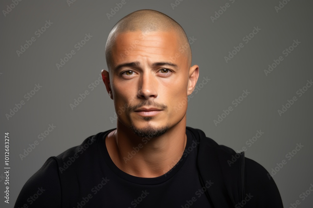 Portrait of a handsome young man looking at camera on grey background Portrait of a handsome young man looking at camera on grey background