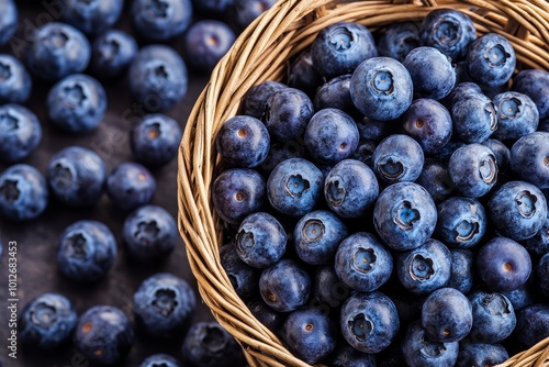Wallpaper Mural Freshly picked blueberries in a wicker basket, rich in brain-boosting nutrients, farm-to-table freshness Torontodigital.ca