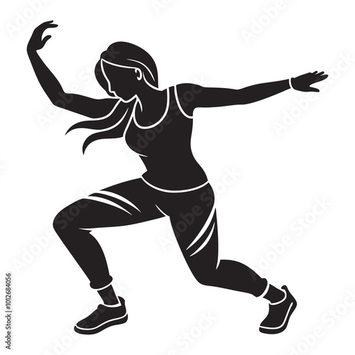 Woman street dance silhouette vector illustration