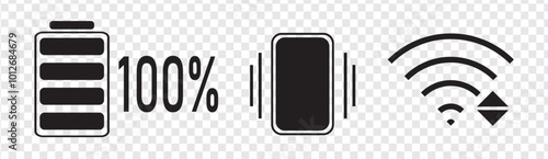 Status bar. Time, communication, wifi, battery icon. Vector Illustration. Vector Graphic. EPS 10