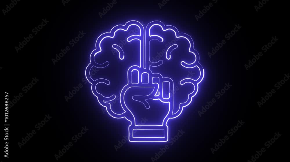 Glowing Neon Intelligence Icon Isolated on Black Background. HD Video Motion Graphic Animation. Outline Black Vector Illustration. Outline Black Image. Glowing Neon Intelligence Icon Isolated on Black Background. HD Video Motion Graphic Animation. Outline Black Vector Illustration. Outline Black Image.