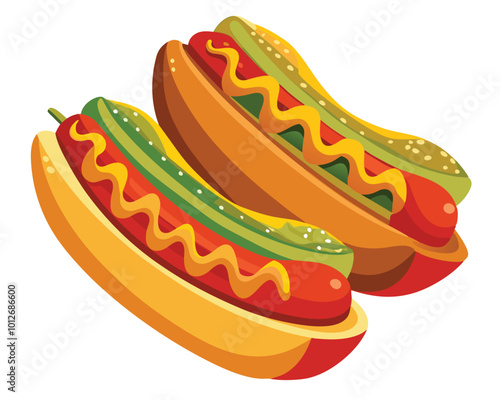 Hotdogs vector illustration isolated on a white background