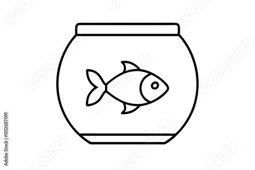 small fish in aquarium  silhouette vector illustration