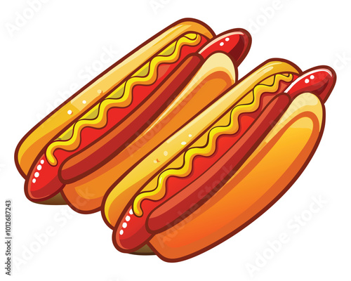 Hotdogs vector illustration isolated on a white background