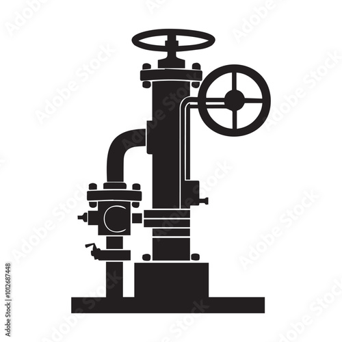 Industrial Valve and Pipe Silhouette Illustration