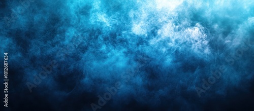 Abstract blue and white smoke with black background.