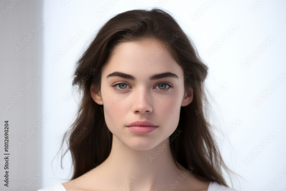 Portrait of young beautiful woman with clean skin. Isolated on white background. Portrait of young beautiful woman with clean skin. Isolated on white background.