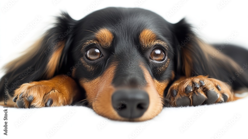 Dachshund looking at the camera, isolated on white Dachshund looking at the camera, isolated on white