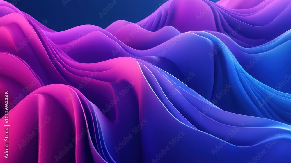 Obraz premium Abstract 3D Waves in Vibrant Hues
