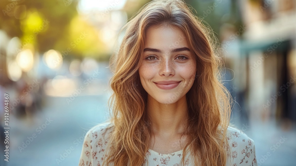 Obraz premium Portrait of a Young Woman with a Warm Smile