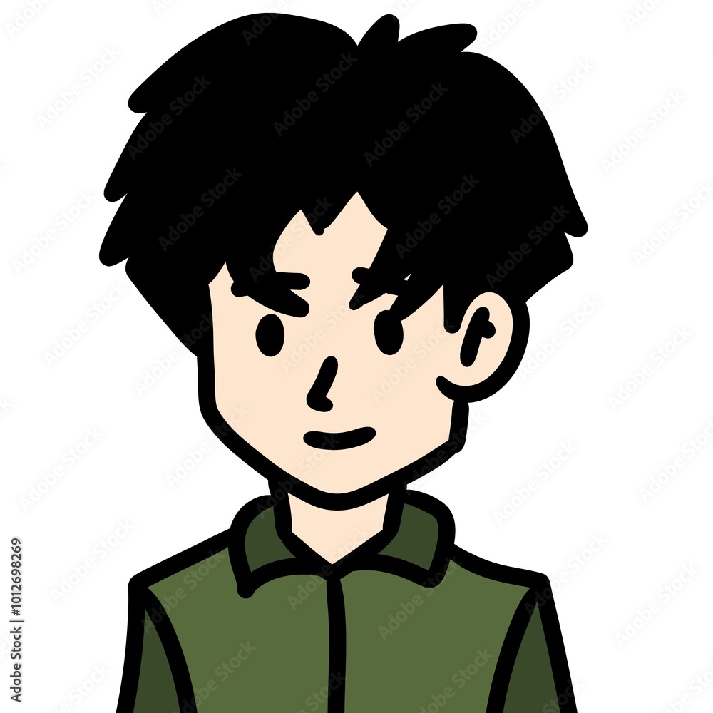 a cartoon man in a green shirt with a black background a cartoon man in a green shirt with a black background