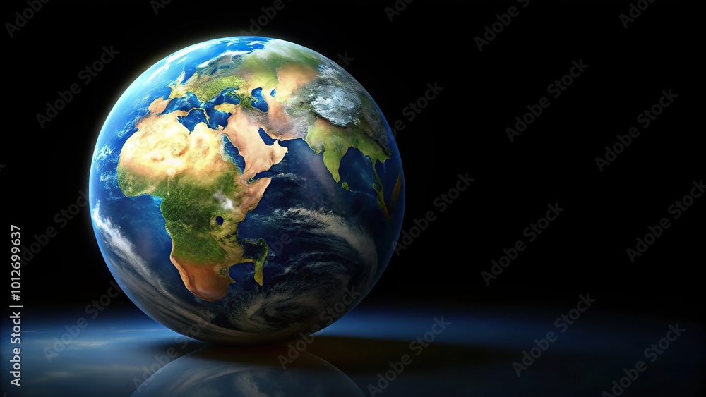 Fototapeta premium Forced perspective of earth planet isolated on black background