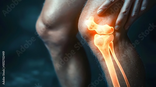 Detailed close-up of a knee joint with worn-out cartilage, revealing the internal damage caused by cartilage wear
