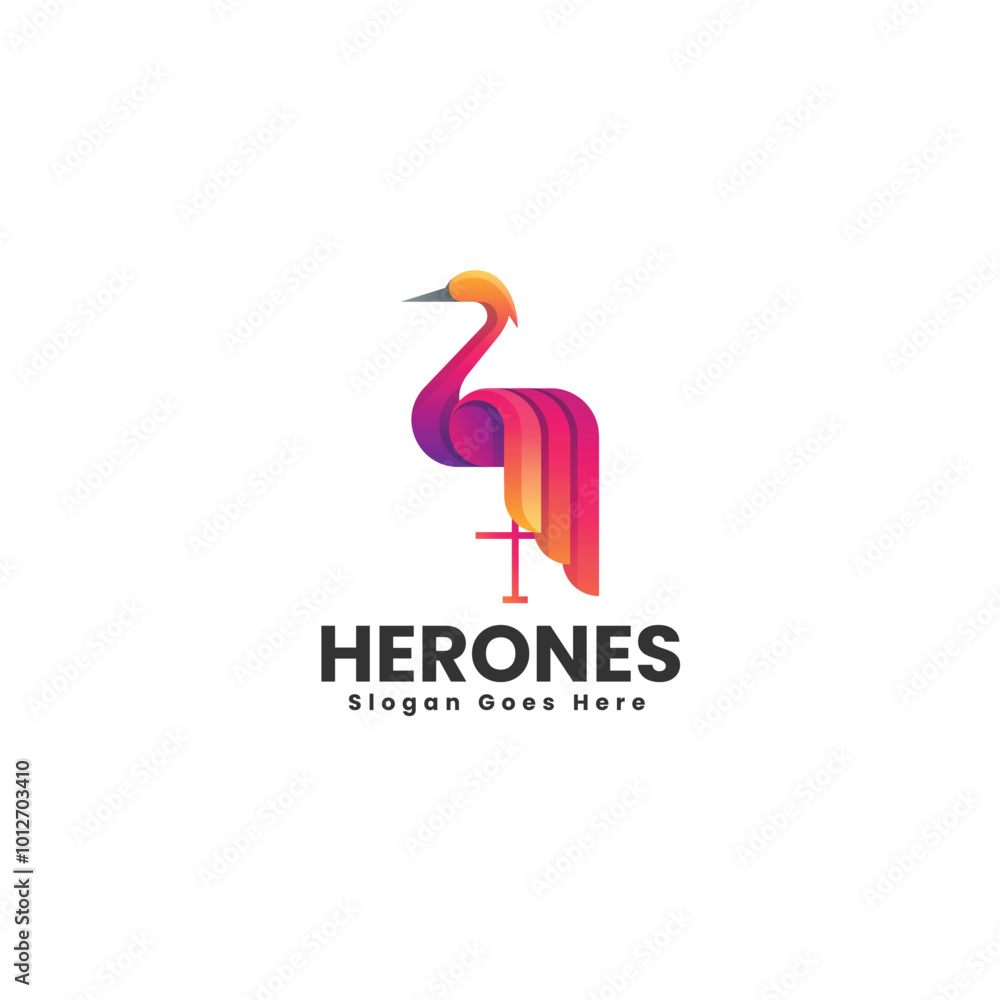 Fototapeta premium Vector Logo Illustration Heron Gradient Colorful Style