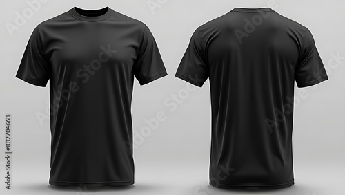 Blank black male tshirt mockup template front and back view for design photo